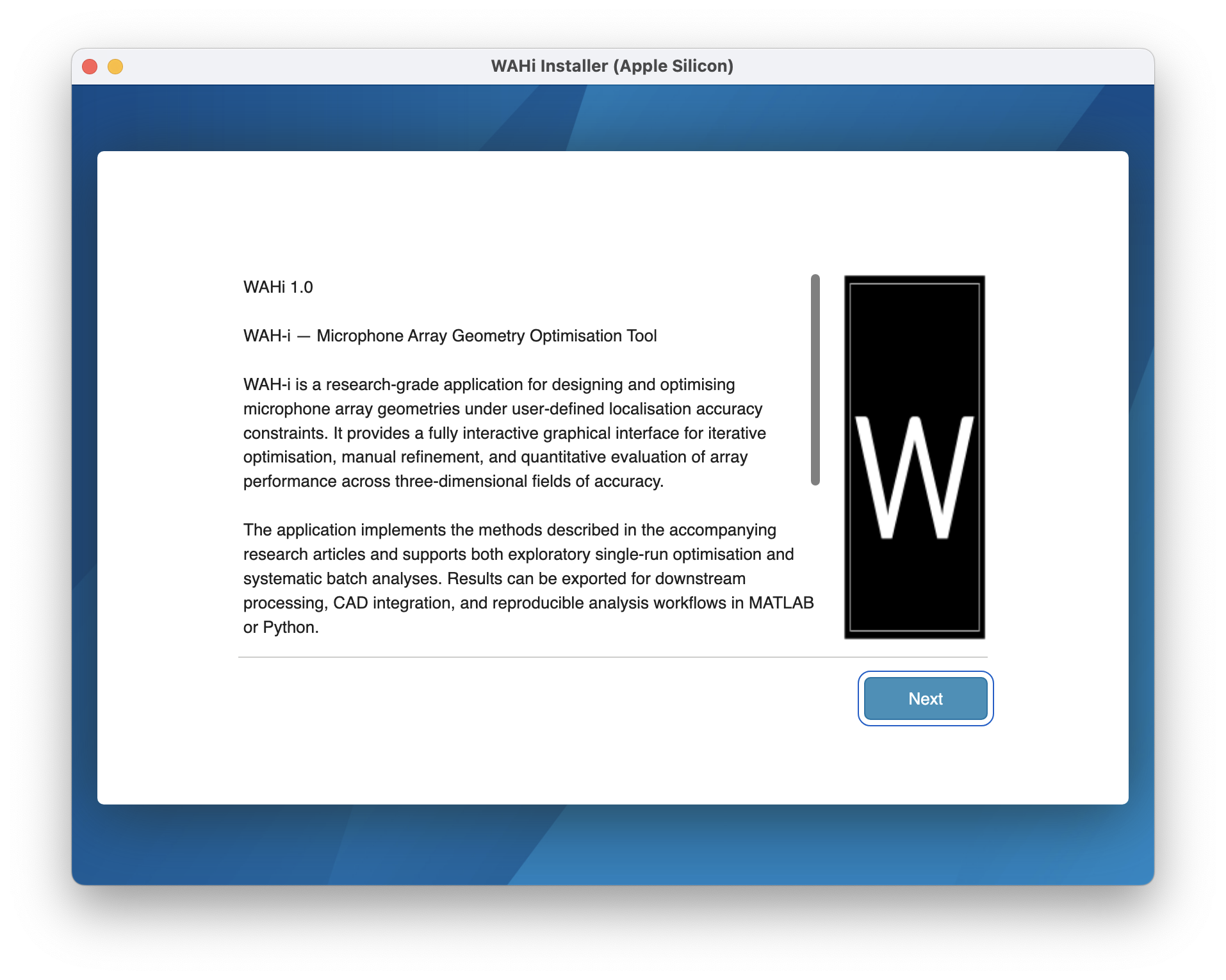 WAHi-Optimiser installed on macOS
